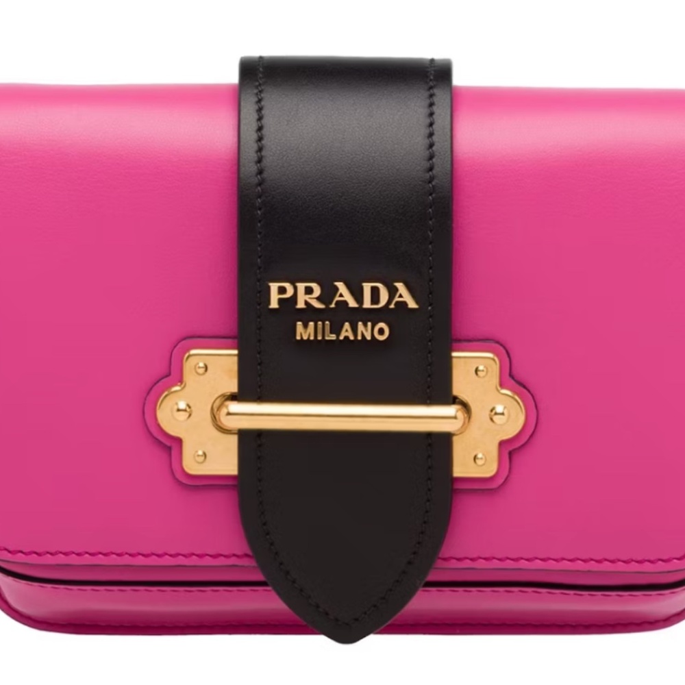 Prada City Calk Cahier Pink Black Leather Cross Body or Belt Bag + DUST BAG - Picture 1 of 14